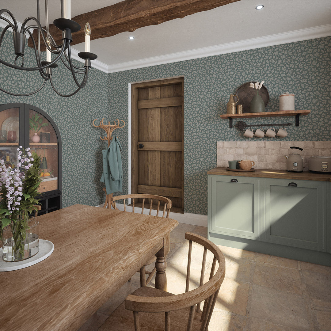 Mighty Oak Wallpaper in Steel Blue