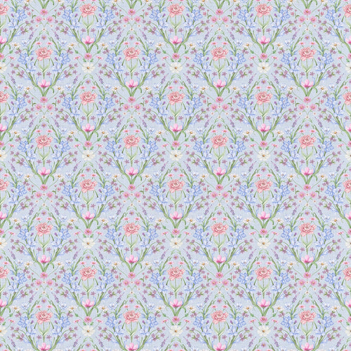 Miniature Maisie Wallpaper in Cerulean Blues and Pinks