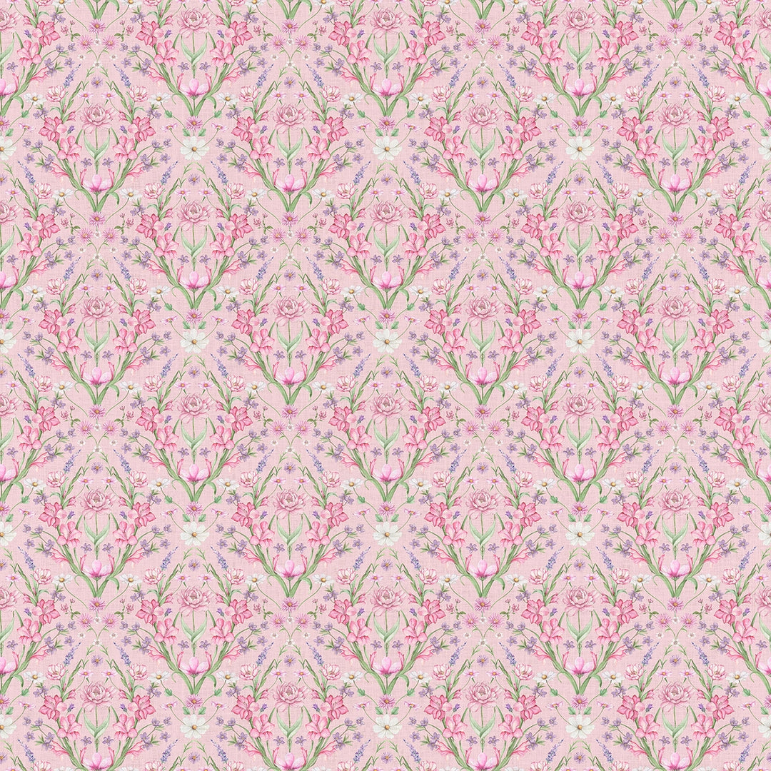 Miniature Maisie Wallpaper in Summer Pinks and Lilac