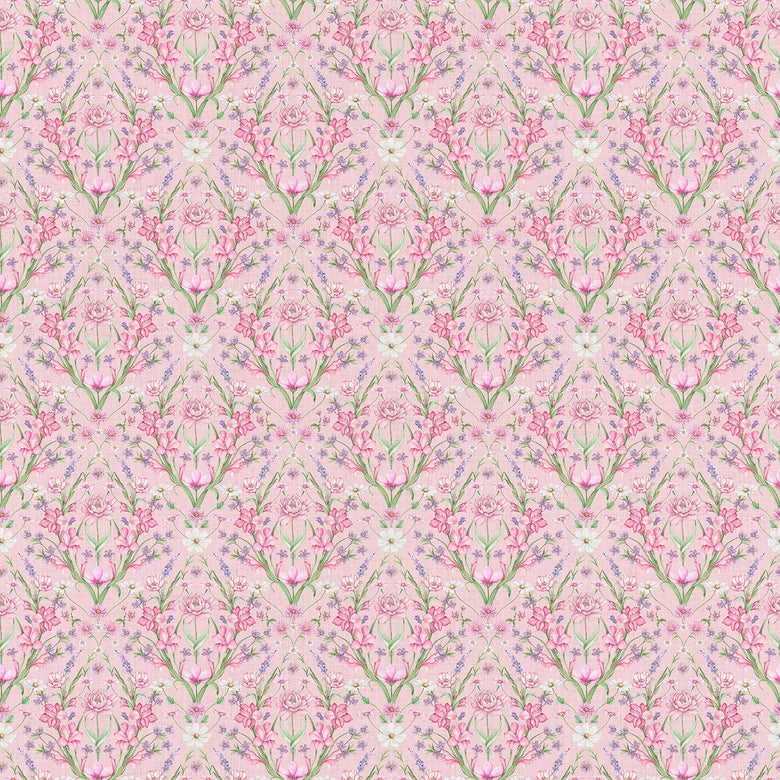 Miniature Maisie Wallpaper in Summer Pinks and Lilac