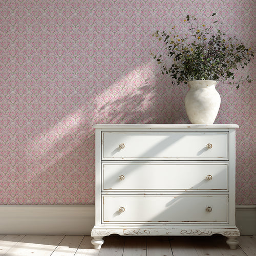 Miniature Maisie Wallpaper in Summer Pinks and Lilac