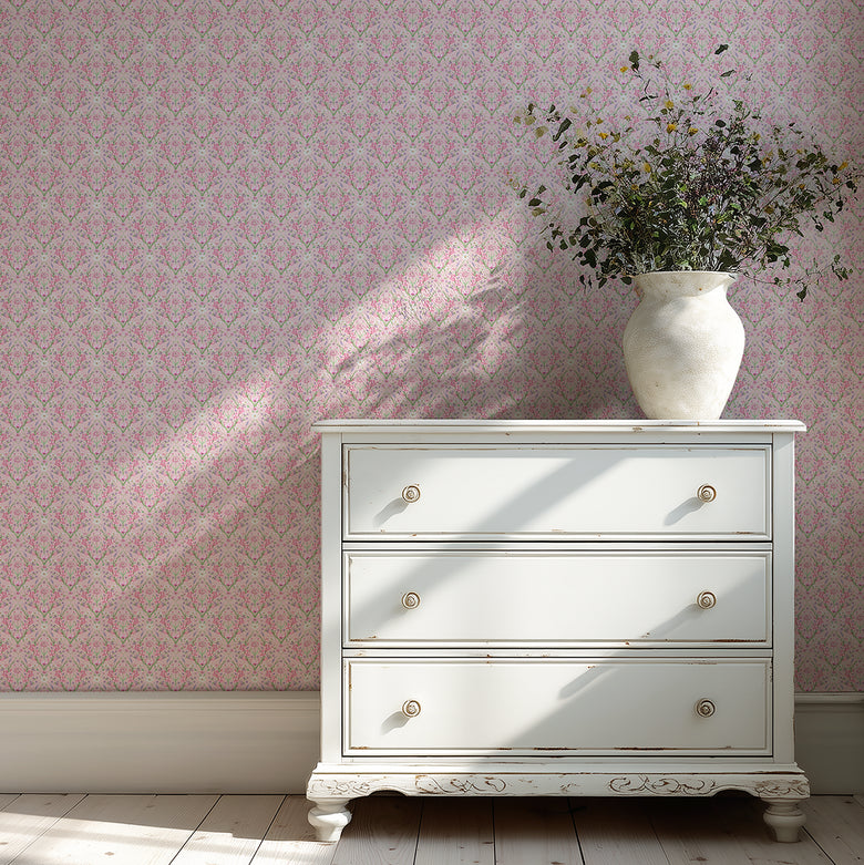 Miniature Maisie Wallpaper in Summer Pinks and Lilac