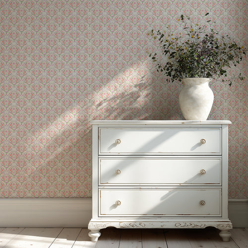 Miniature Maisie Wallpaper in Summer Pinks and Oranges