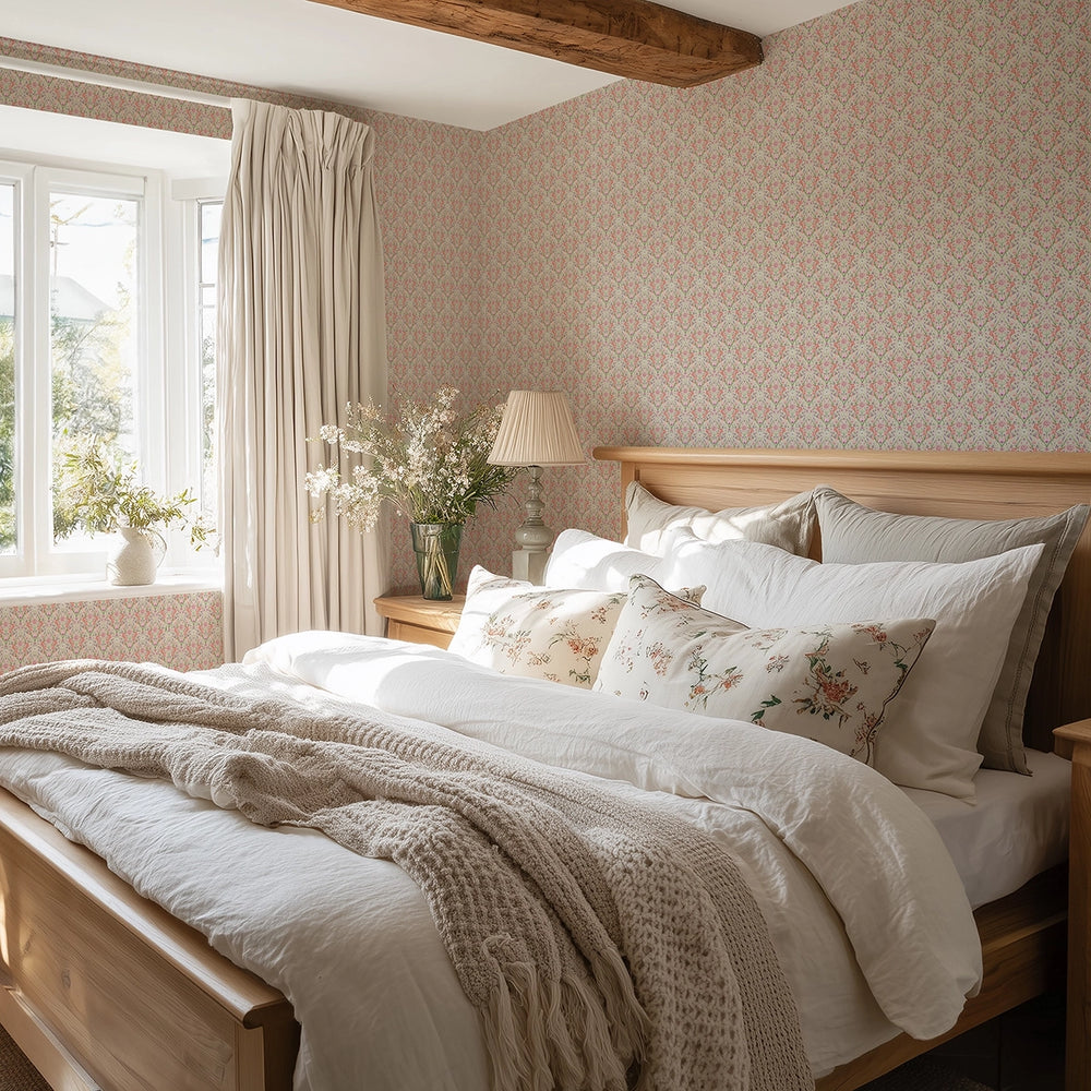 Miniature Maisie Wallpaper in Summer Pinks and Oranges