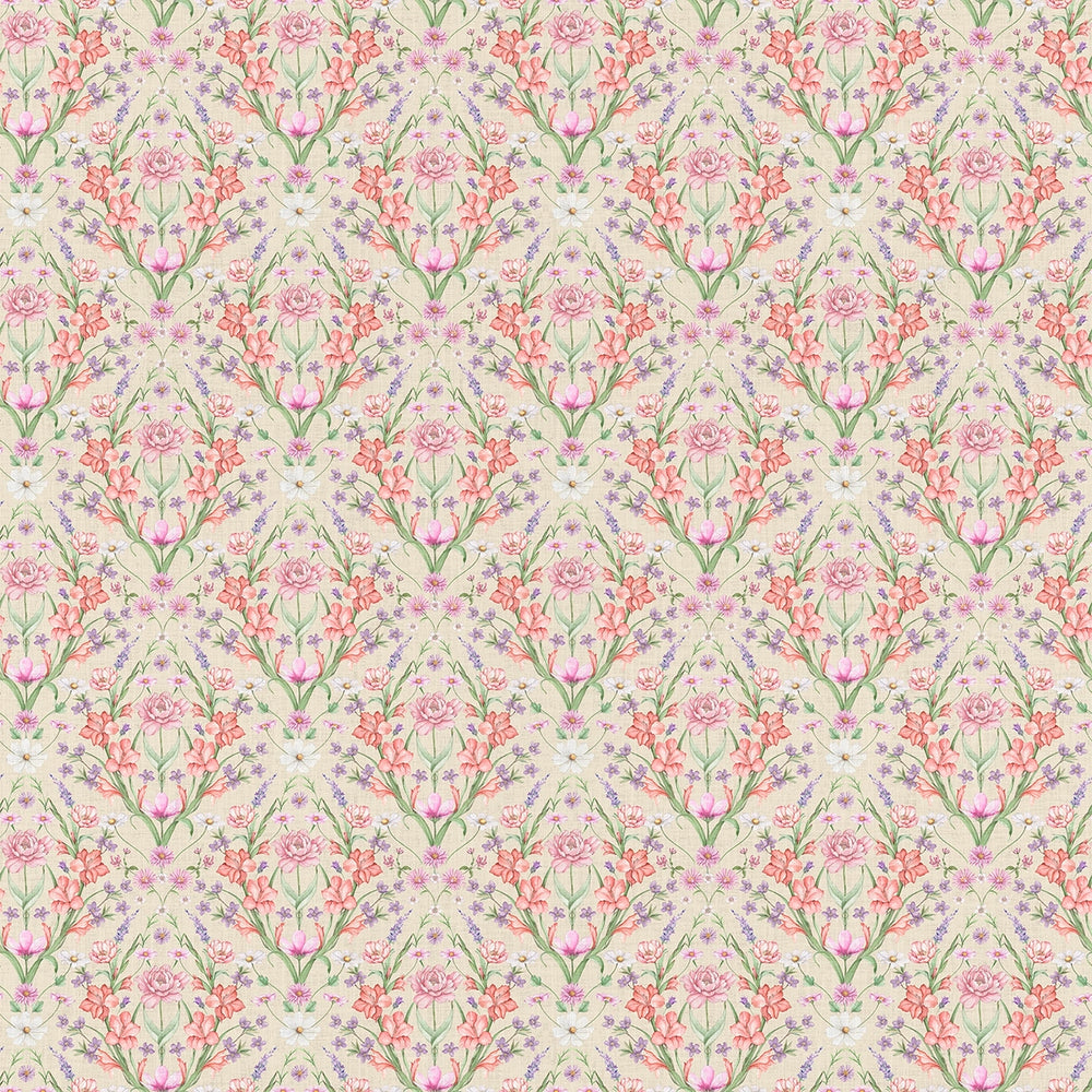 Miniature Maisie Wallpaper in Summer Pinks and Oranges