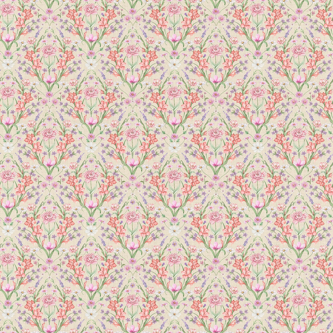 Miniature Maisie Wallpaper in Summer Pinks and Oranges