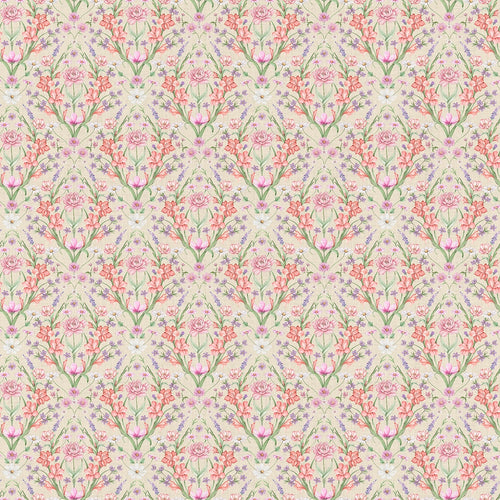 Miniature Maisie Wallpaper in Summer Pinks and Oranges