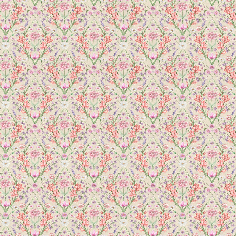 Miniature Maisie Wallpaper in Summer Pinks and Oranges