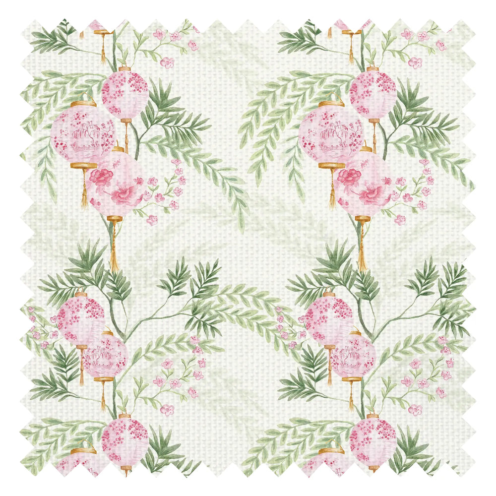 Miniature Palace Garden Fabric in Pink on Cream