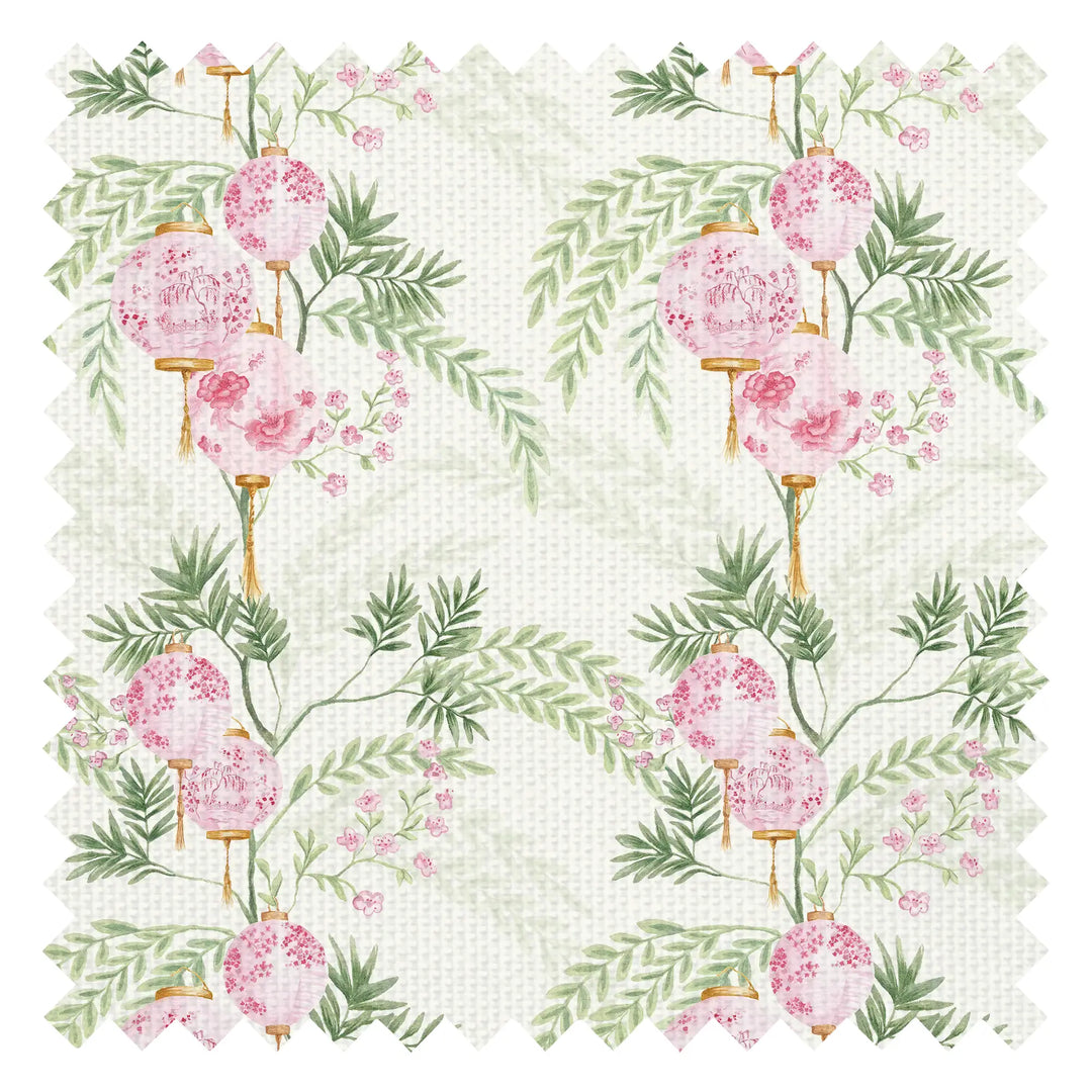 Miniature Palace Garden Fabric in Pink on Cream