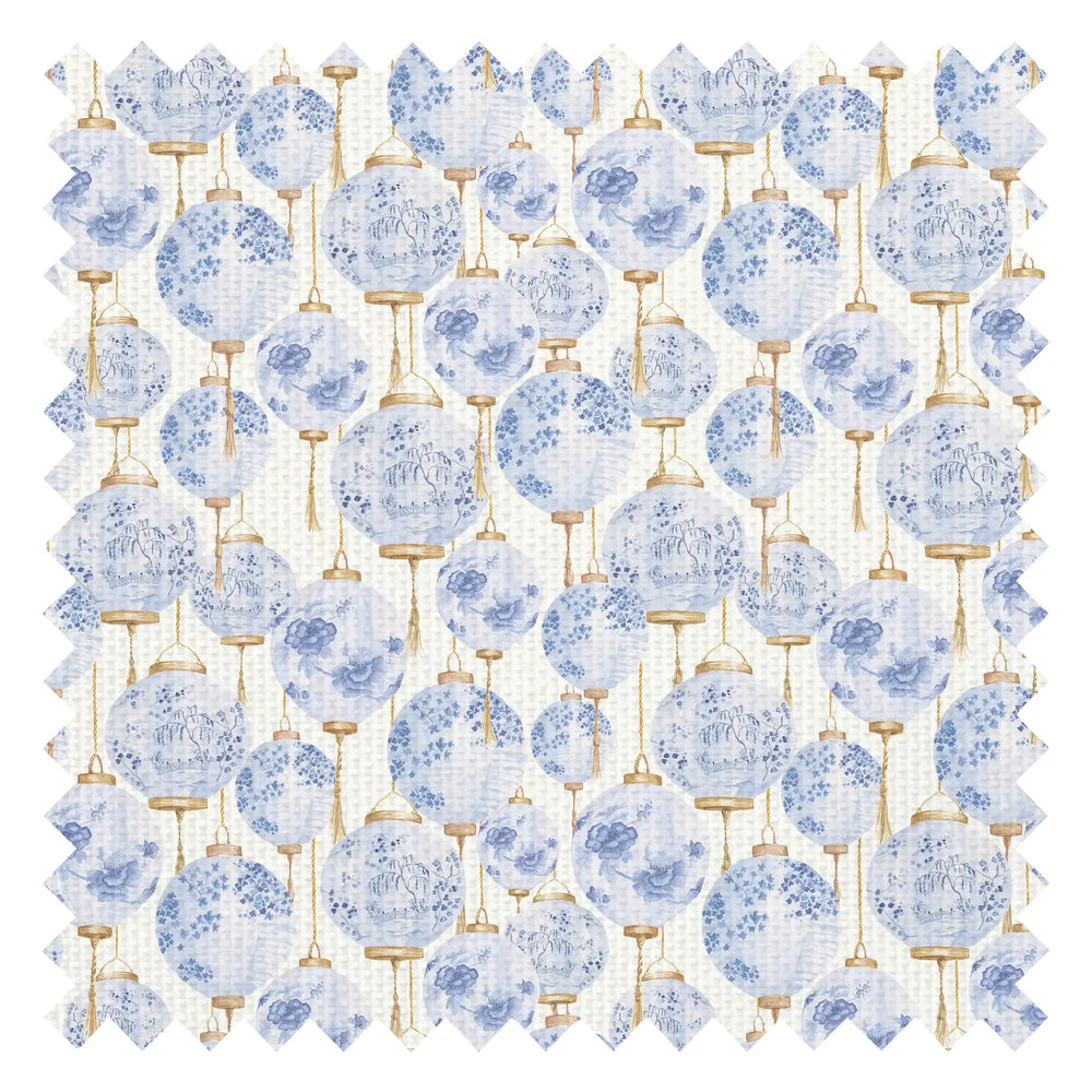 Miniature Silk Lantern Fabric in Blue