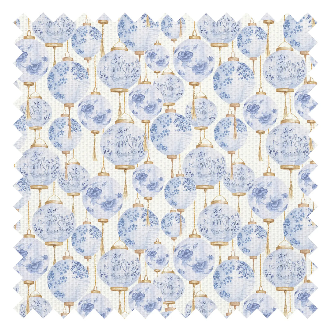 Miniature Silk Lantern Fabric in Blue