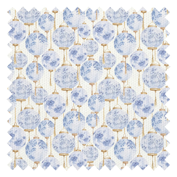 Miniature Silk Lantern Fabric in Blue