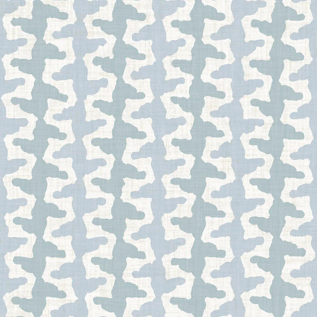 Sample of Morning Shore Wallpaper in Mineral Mist and Cornflower Blue