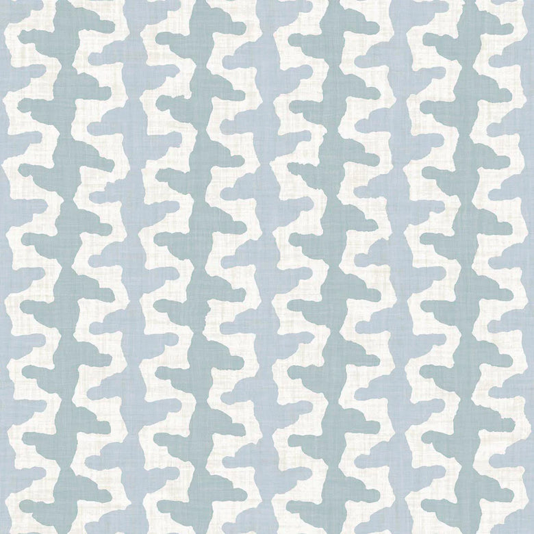 Sample of Morning Shore Wallpaper in Mineral Mist and Cornflower Blue