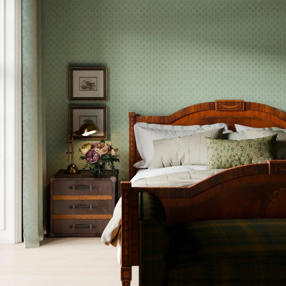 Mother Goose Wallpaper in Laurel Green