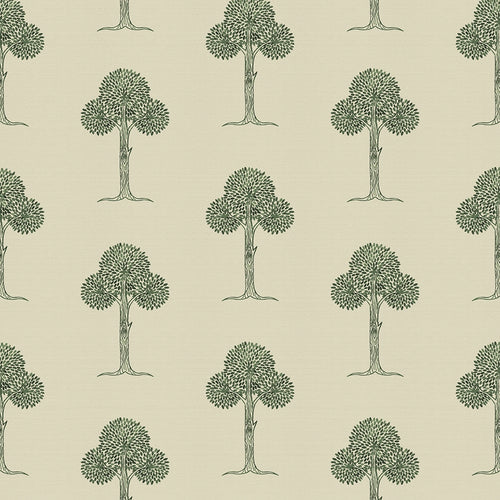 Sample of Mulberry Tree Wallpaper in Shades of Green on Sand