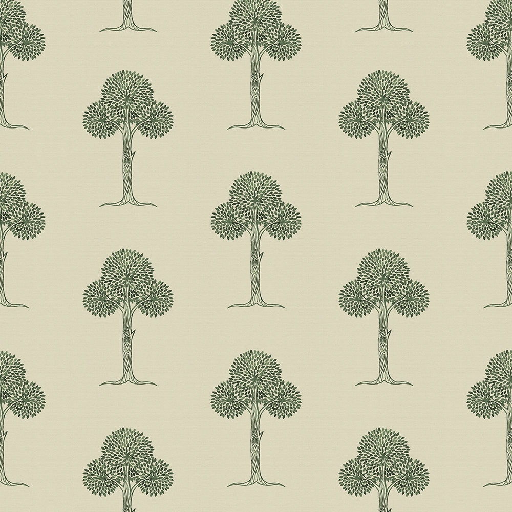 Mulberry Tree Wallpaper in Shades of Green on Sand