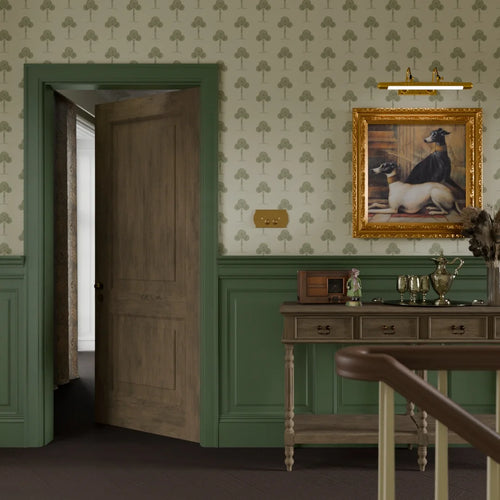 Mulberry Tree Wallpaper in Shades of Green on Sand