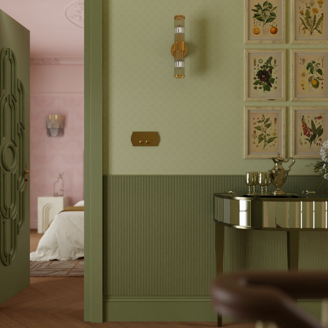Nouveau Palm Wallpaper in Olive