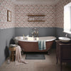 Ophelia Wallpaper in Coral, Olive and Mineral