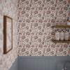 Ophelia Wallpaper in Coral, Olive and Mineral