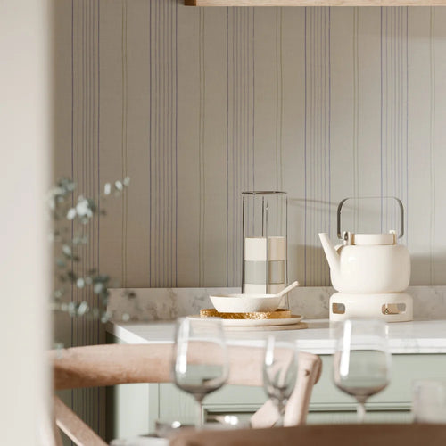 Painted Pinstripes in Lavender, Sage Green and Vintage Cream