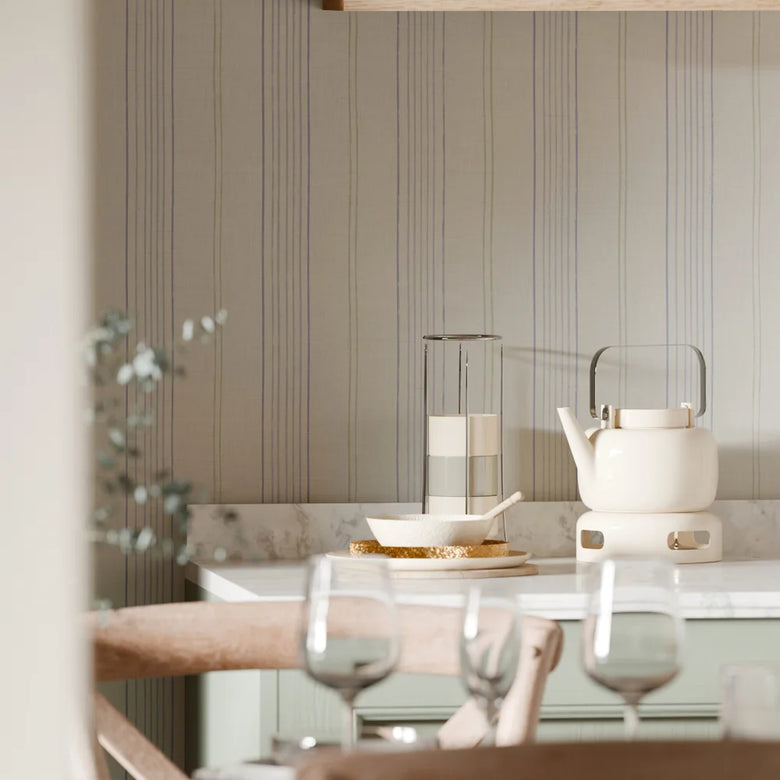 Painted Pinstripes in Lavender, Sage Green and Vintage Cream