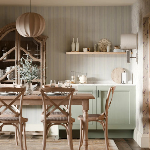 Painted Pinstripes in Lavender, Sage Green and Vintage Cream