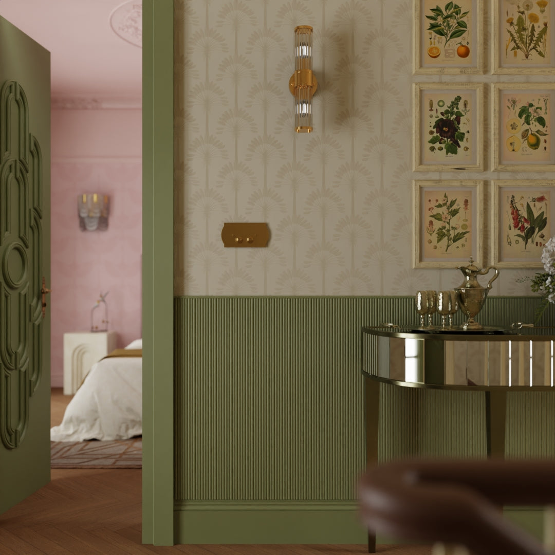 Palmette Wallpaper in Vintage Cream