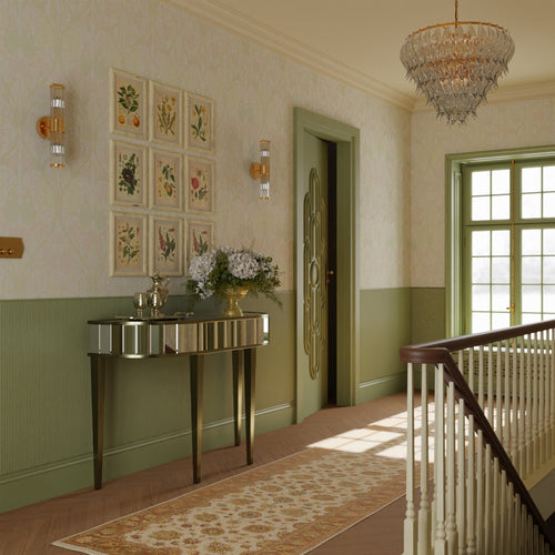 Parisienne Wallpaper in Pastel Hues on Pearl White