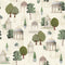 Pavilion Garden Wallpaper in Greens on Parchment Cream