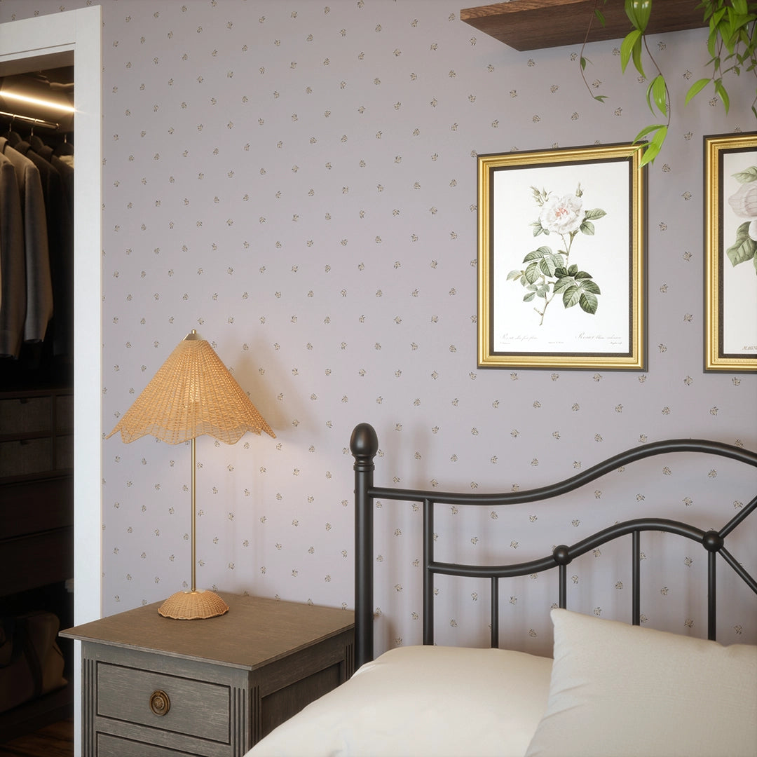 Petite Peonies Wallpaper in English Lavender