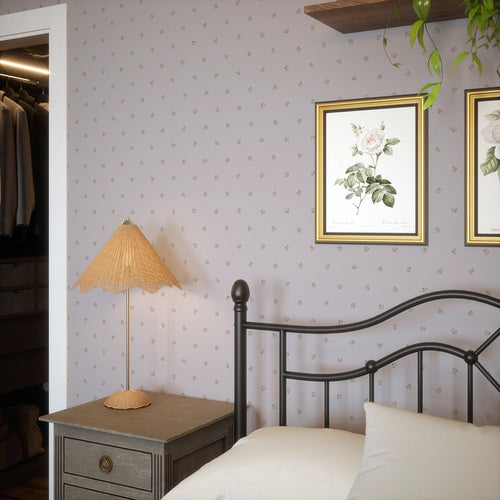 Petite Peonies Wallpaper in English Lavender