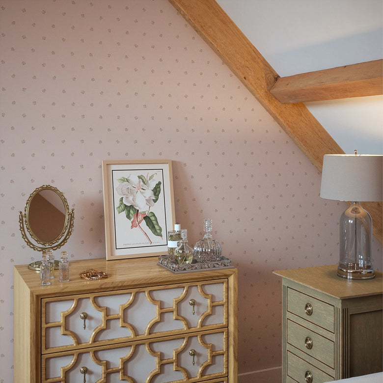 Petite Peonies Wallpaper in Dusty Pink