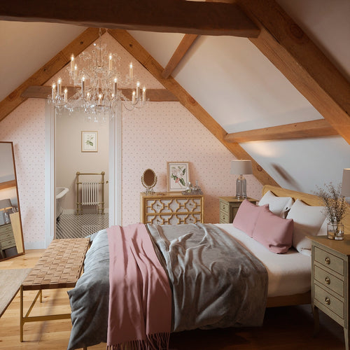 Petite Peonies Wallpaper in Dusty Pink