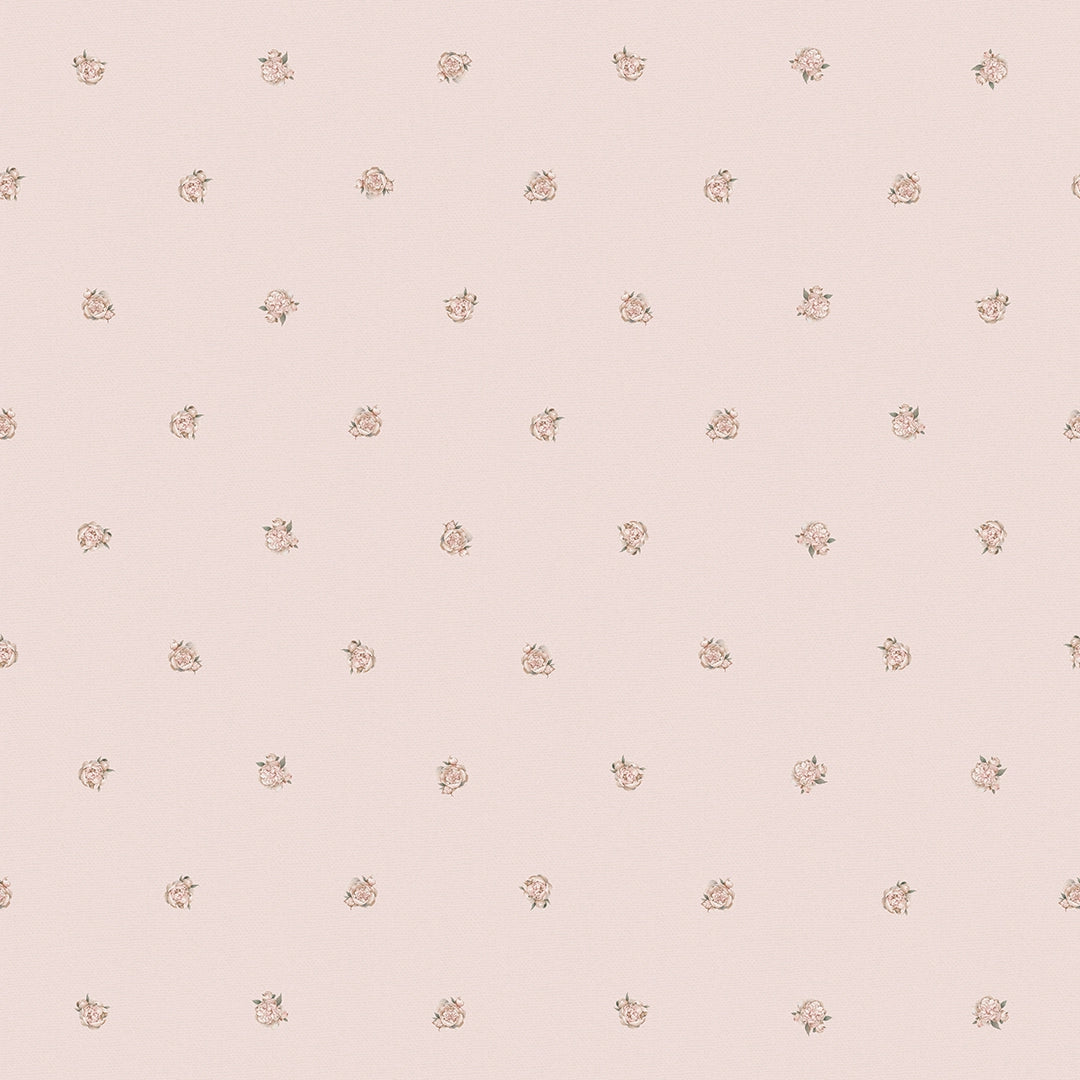 Sample of Petite Peonies Wallpaper in Dusty Pink