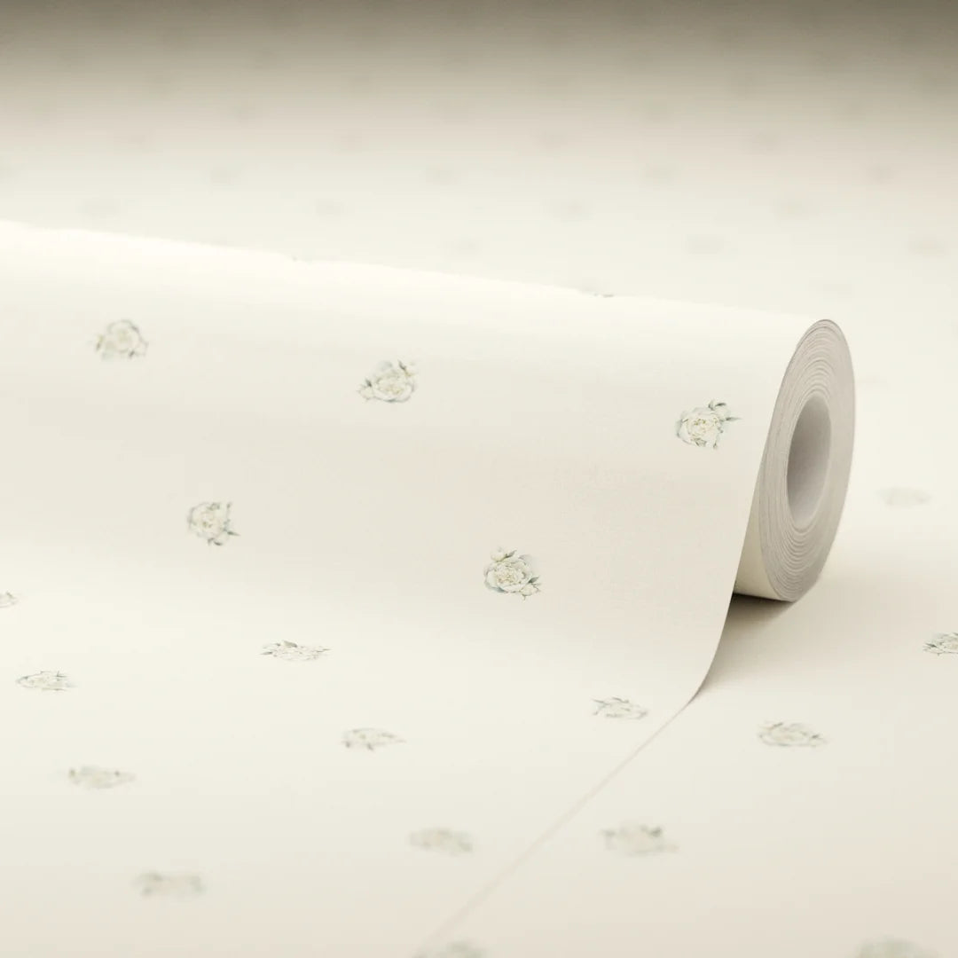 Petite Peonies Wallpaper in Vintage Cream