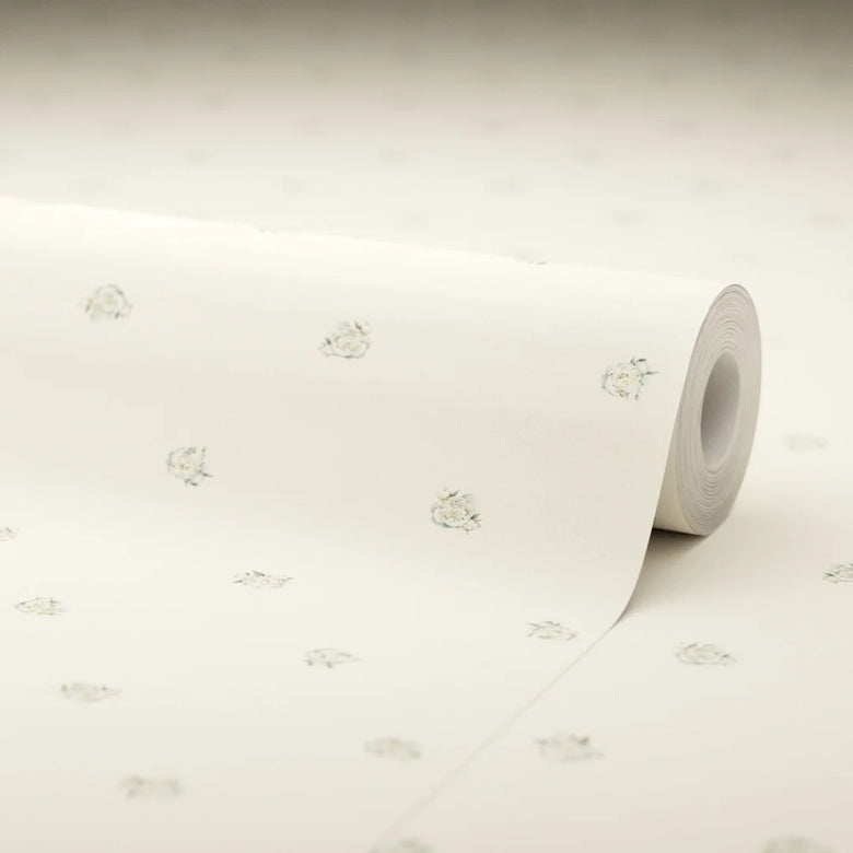 Petite Peonies Wallpaper in Vintage Cream