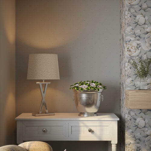 Petite Peonies Wallpaper in Vintage Grey