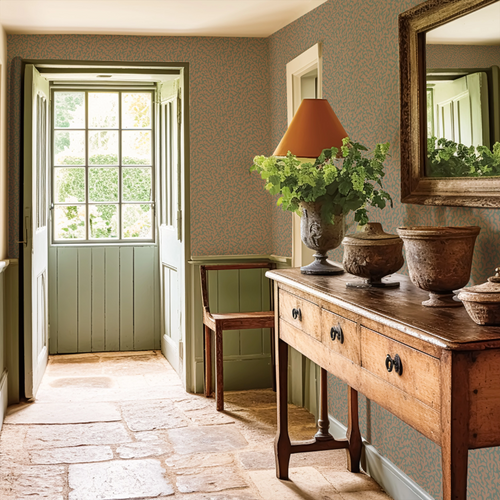 Petite Coral Cove Wallpaper in Autumn Spice and Rustic Green