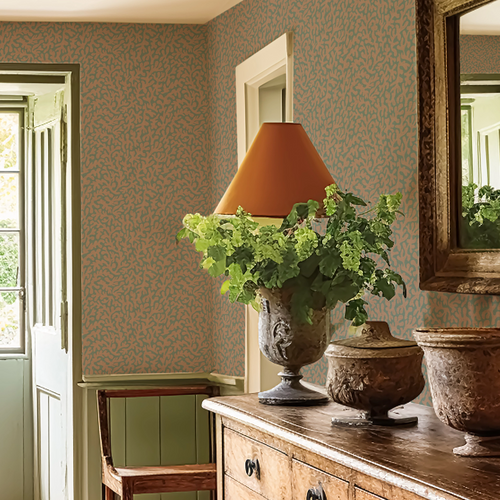 Petite Coral Cove Wallpaper in Autumn Spice and Rustic Green