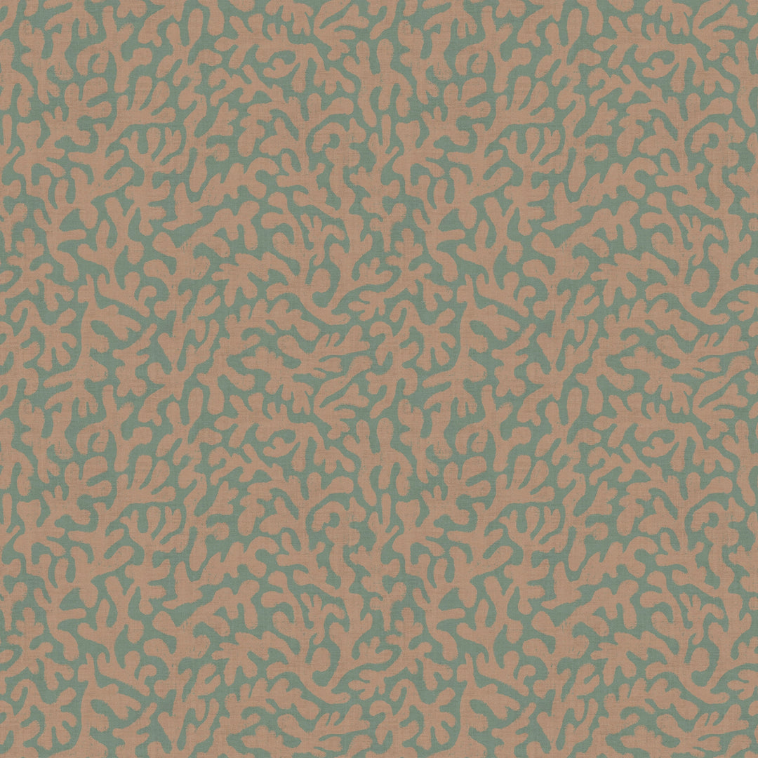 Sample of Petite Coral Cove Wallpaper in Autumn Spice and Rustic Green