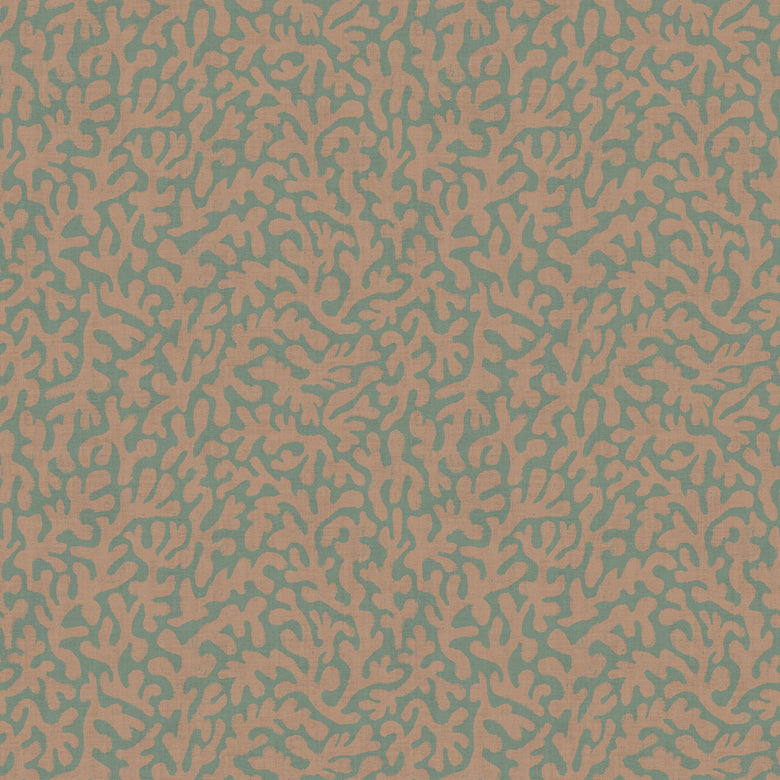 Sample of Petite Coral Cove Wallpaper in Autumn Spice and Rustic Green