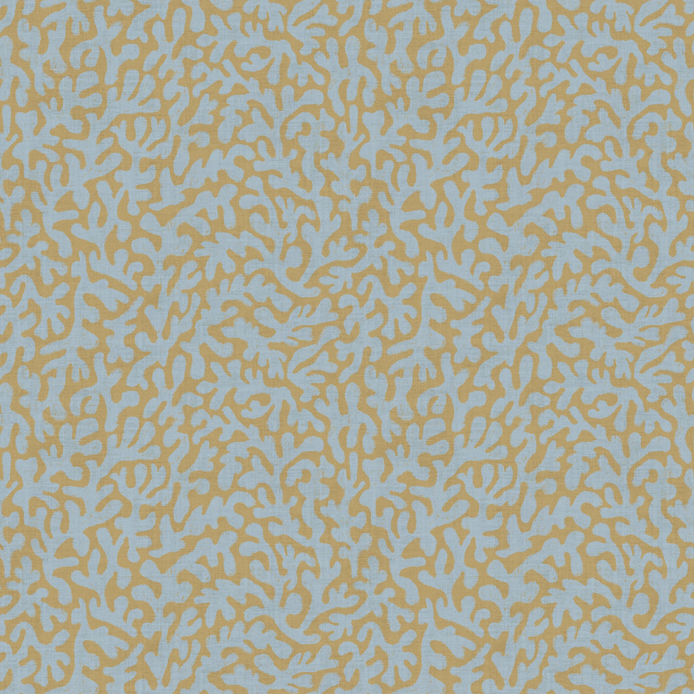 Petite Coral Cove Wallpaper in Cornflower Blue and Rich Ochre