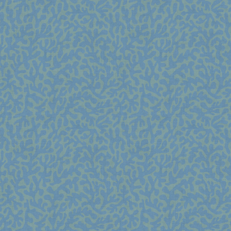 Petite Coral Cove Wallpaper in Cornflower Blue and Rustic Green