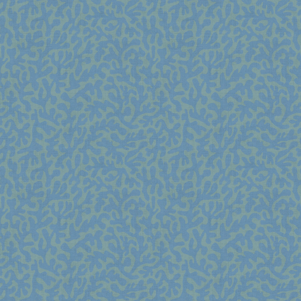 Petite Coral Cove Wallpaper in Cornflower Blue and Rustic Green