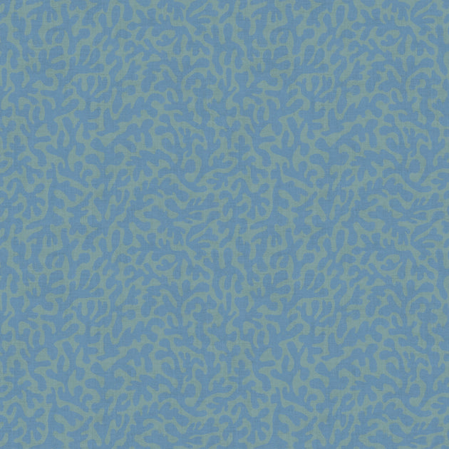 Petite Coral Cove Wallpaper in Cornflower Blue and Rustic Green