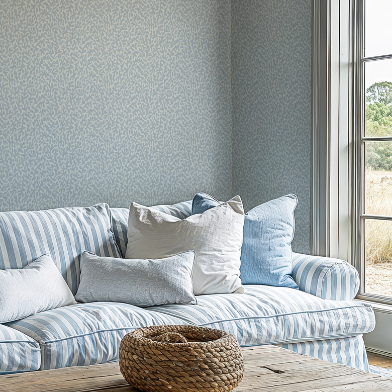 Petite Coral Cove Wallpaper in Cornflower Blue