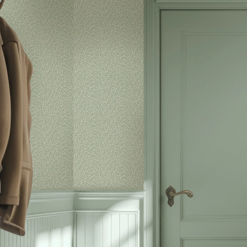 Petite Coral Cove Wallpaper in Sage and Cream